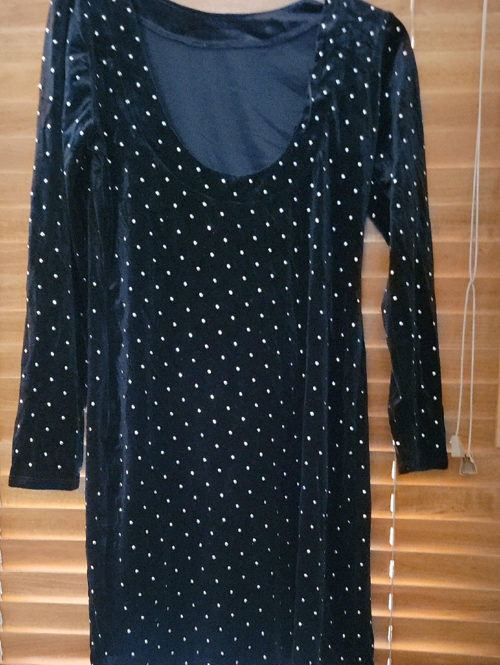 H&M Black Velvet Long Sleeve Dress with Silver Dot Embellishments